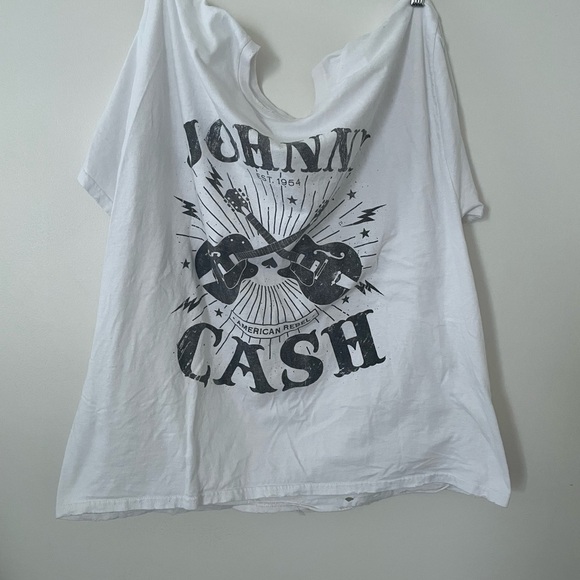 Johnny Cash Tops - Johnny Cash White Graphic Tee - Short Sleeve
